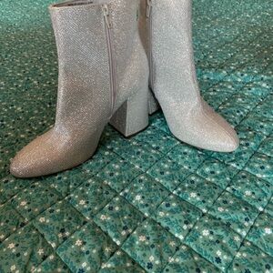 Madden Girl Silver Ankle Booties with Block Heel
